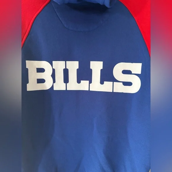 Buffalo Bills Hooded Pullover Blue and Red Sweatshirt - Picture 5 of 9